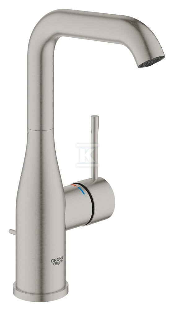 Bateria umywalkowa Grohe Essence jednouchwytowa, rozmiar L, stal nierdzewna, ogranicznik przepływu 5,7 l/min., głowica Ceramiczna 28 mm, zestaw odpływowy z drążkiem 32628DC1 - obrazek 1