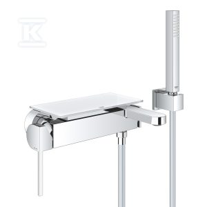 Bateria wannowa Grohe Plus jednouchwytowa, chrom, montaż ścienny natynkowy, głowica Ceramiczna 35 mm, ogranicznik temperatury, z zestawem prysznicowym 33547003