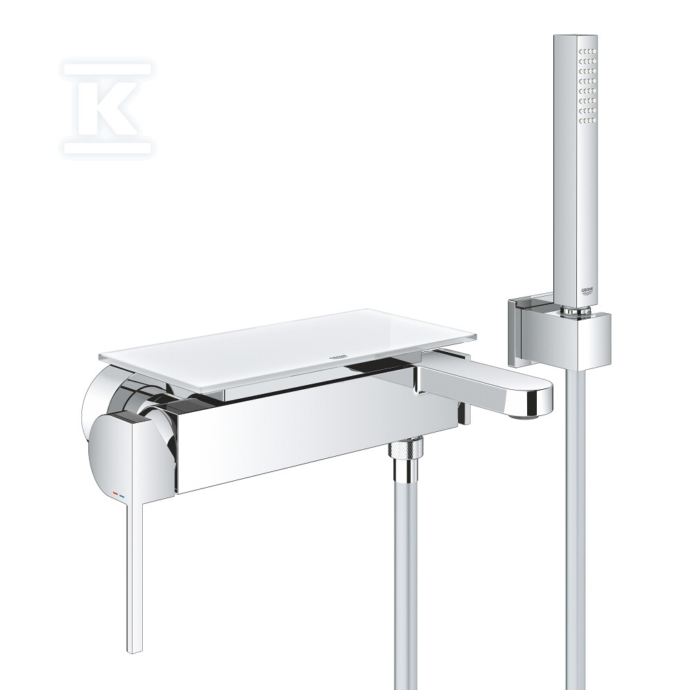 Bateria wannowa Grohe Plus jednouchwytowa, chrom, montaż ścienny natynkowy, głowica Ceramiczna 35 mm, ogranicznik temperatury, z zestawem prysznicowym 33547003 - obrazek 1