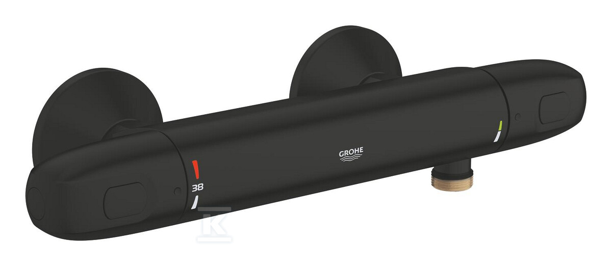 Bateria prysznicowa Grohtherm 1000 z termostatem, DN 15, CoolTouch nienagrzewający się korpus, Long-Life trwała powłoka, MetalGrip ergonomiczne uchwyty, SafeStop blokada na 38°C, TurboStat głowica termostatyczna, EcoButton czarna 348142433 - obrazek 1