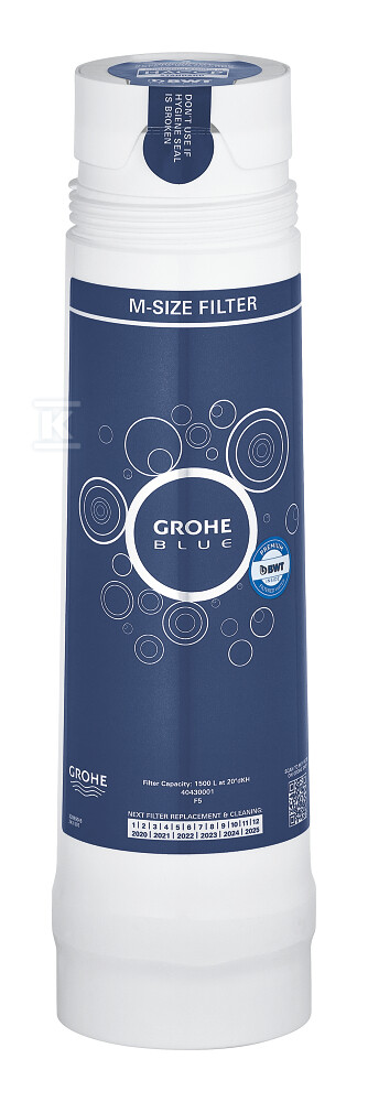 Filtr Grohe Blue w rozmiarze M, filtracja 5-fazowa, 1500 l 40430001