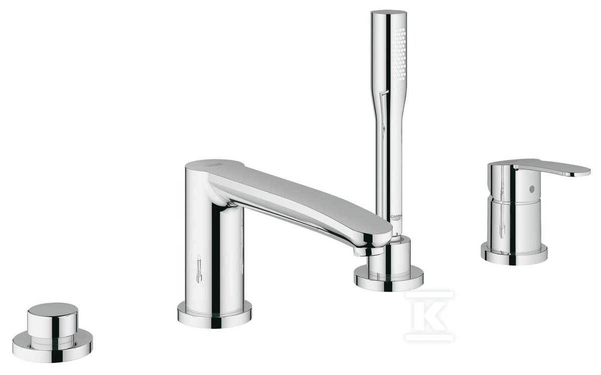 Bateria wannowa Grohe Eurostyle Cosmopolitan 4-otworowa, jednouchwytowa, chrom, montaż na brzegu wanny, głowica Ceramiczna 46 mm, przepływ w słuchawce - 6,6 l/min., wąż 2000 mm 23048003 - obrazek 1