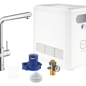 Zestaw Grohe Blue Professional z wylewką w kształcie L, chrom, bateria i chłodziarka, dostęp do wody zwykłej i filtrowanej / gazowanej, kąt obrotu wylewki 150° moduł Buetooth, głowica Ceramiczna 28 mm 31347003 Zestaw Grohe Blue Professional z wylewką w kształcie L, chrom, bateria i chłodziarka, dostęp do wody zwykłej i filtrowanej / gazowanej, kąt obrotu wylewki 150° moduł Buetooth, głowica Ceramiczna 28 mm 31347003