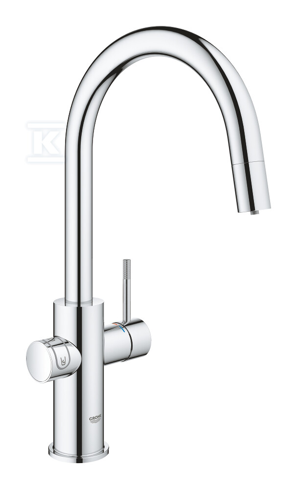 Zestaw startowy Grohe Blue Home z wylewką w kształcie C, chrom, bateria, filtr 600 l, chłodziarka i butla CO2, dostęp do wody zwykłej i filtrowanej / gazowanej, kąt obrotu wylewki 360° moduł Buetooth, głowica Ceramiczna 28 mm, wyciągana wylewka 31541000 - obrazek 1