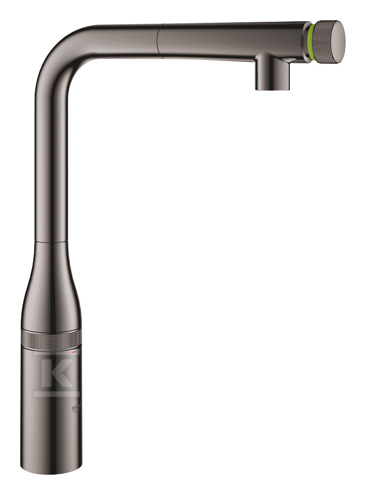 Bateria zlewozmywakowa Essence SmartControl z Funkcją SmartControl, hard graphite, osobne kanały wodne, kąt obrotu wylewki 140°, wyciągana wylewka, pierścień na korpusie do regulacji temperatury i ciśnienia 31615A00 - obrazek 1