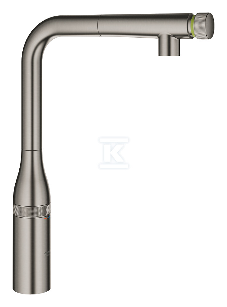 Bateria zlewozmywakowa Essence SmartControl z Funkcją SmartControl, brushed hard graphite, osobne kanały wodne, kąt obrotu wylewki 140°, wyciągana wylewka, pierścień na korpusie do regulacji temperatury i ciśnienia 31615AL0 - obrazek 1