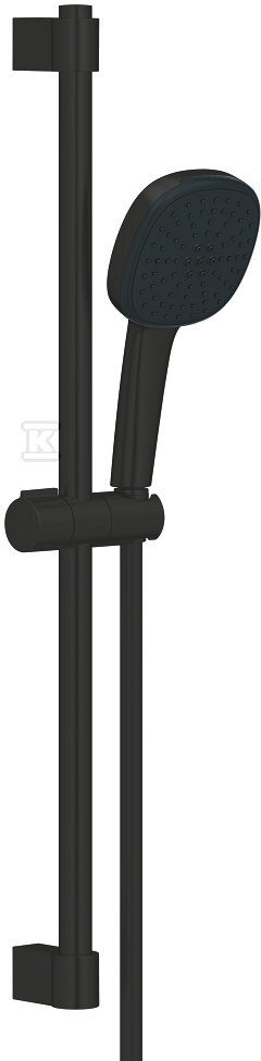 Zestaw prysznicowy z drążkiem prysznicowym 600 mm, Tempesta Cube 110 kwadratowa słuchawka prysznicowa 2 strumienie, wąż prysznicowy 1750 mm, regulowany uchwyt czarny 267482433 - obrazek 1