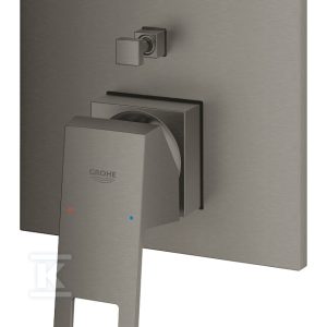 Bateria EuroCube jednouchwytowa do obsługi dwóch wyjść wody, brushed hard graphite, montaż ścienny podtynkowy, głowica Ceramiczna 46 mm, metalowa rozeta, metalowa dźwignia 24062AL0 Bateria EuroCube jednouchwytowa do obsługi dwóch wyjść wody, brushed hard graphite, montaż ścienny podtynkowy, głowica Ceramiczna 46 mm, metalowa rozeta, metalowa dźwignia 24062AL0