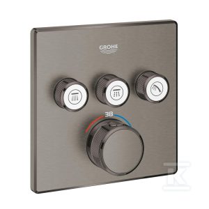 Bateria termostatyczna Grohtherm SmartControl do obsługi trzech wyjść wody, blokada bezpieczeństwa, metalowa, kwadratowa rozeta, przełącznik SmartControl, montaż ścienny podtynkowy 29126AL0