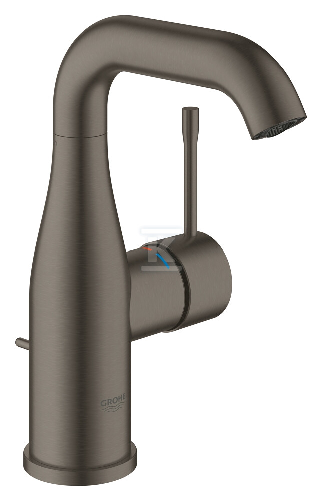 Bateria umywalkowa Grohe Essence jednouchwytowa, rozmiar M, brushed hard graphite, ogranicznik przepływu 5,7 l/min., głowica Ceramiczna 28 mm, zestaw odpływowy z drążkiem 23462AL1 - obrazek 1