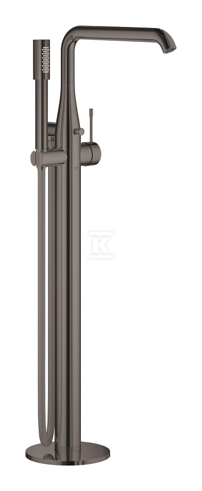 Bateria wannowa Grohe Essence wolnostojąca, jednouchwytowa, hard graphite, montaż podłogowy, głowica Ceramiczna 35 mm, ogranicznik temperatury, z zestawem punktowym, wylewka 277 mm 23491A01 - obrazek 1