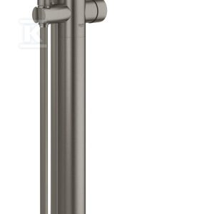 Bateria wannowa Grohe Essence wolnostojąca, jednouchwytowa, brushed hard graphite, montaż podłogowy, głowica Ceramiczna 35 mm, ogranicznik temperatury, z zestawem punktowym, wylewka 277 mm 23491AL1