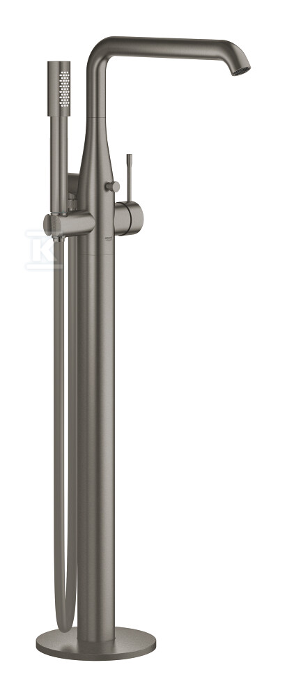 Bateria wannowa Grohe Essence wolnostojąca, jednouchwytowa, brushed hard graphite, montaż podłogowy, głowica Ceramiczna 35 mm, ogranicznik temperatury, z zestawem punktowym, wylewka 277 mm 23491AL1 - obrazek 1