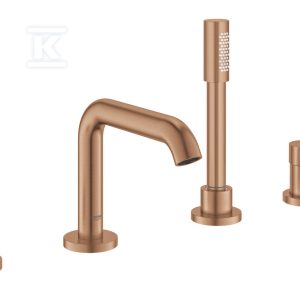 Bateria wannowa Grohe Essence 4-otworowa, jednouchwytowa, brushed warm sunset, montaż na brzegu wanny, głowica Ceramiczna 35 mm, metalowa dźwignia, ogranicznik temperatury 19578DL1 Bateria wannowa Grohe Essence 4-otworowa, jednouchwytowa, brushed warm sunset, montaż na brzegu wanny, głowica Ceramiczna 35 mm, metalowa dźwignia, ogranicznik temperatury 19578DL1