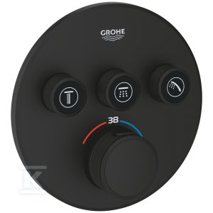 Bateria termostatyczna podtynkowa Grohtherm SmartControl, 3 wyjścia, blokada 38°C/43°C/46°C, czarny mat 29508KF0