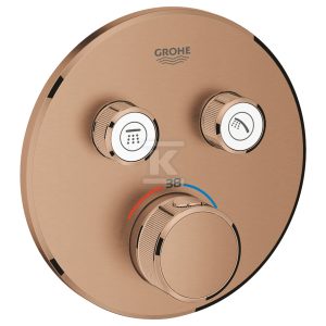 Bateria termostatyczna Grohtherm SmartControl do obsługi dwóch wyjść wody, brushed warm sunset, blokada bezpieczeństwa, metalowa, okrągła rozeta, przełącznik SmartControl, montaż ścienny podtynkowy 29119DL0