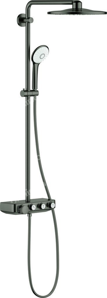 System prysznicowy Euphoria System SmartControl 310 Duo z termostatem do montażu ściennego, brushed hard graphite, deszczownica 2 strumienie, słuchawka 3 strumienie, ramię prysznica 450 mm, blokada bezpieczeństwa, nienagrzewająca się powierzchnia, przełącznik SmartControl 26507AL0 - obrazek 1