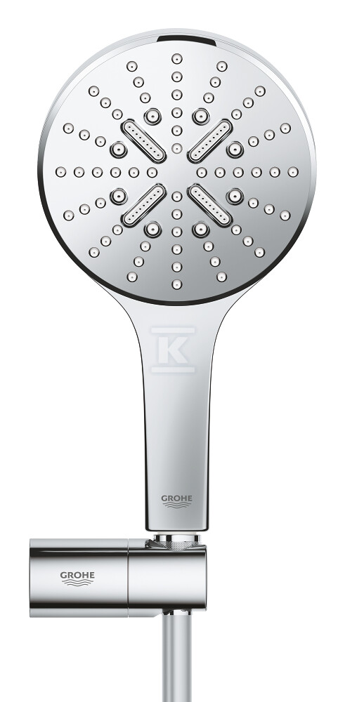 Rainshower SmartActive 130 Zestaw prysznicowy, 3 strumienie, chrom, ogranicznik przepływu 9,5 l/min., DreamSpray idealny strumień wody, silikonowe dysze SpeedClean, przycisk SmartTip do zmiany strumieni, wąż 1750 mm, regulowany uchwyt ścienny 26580000 - obrazek 1