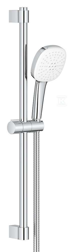 Zestaw prysznicowy z drążkiem Tempesta Cube 110 w zestawie: słuchawka 2 strumieniowa, drążek prysznicowy 600 mm, metalowy wąż prysznicowy 1750 mm, ogranicznik przepływu 8,5 l/min chrom 26904003 - obrazek 1