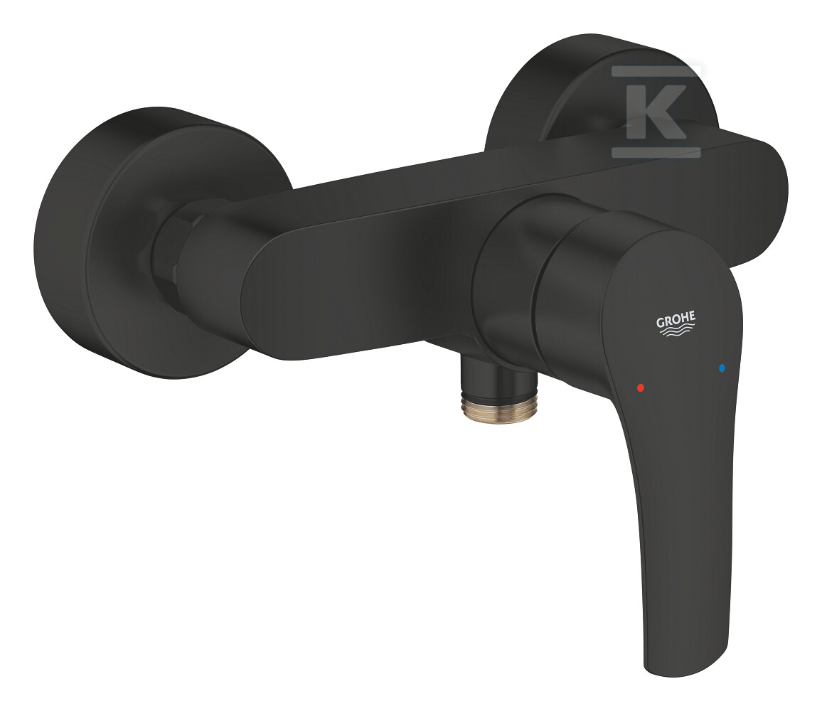 Bateria wannowa Eurosmart Jednouchwytowa do obsługi jednego wyjścia wody, naścienna, metalowa dźwignia, SilkMove głowica ceramiczna 35 mm, regulowany ogranicznik strumienia przepływu czarna 335552433 - obrazek 1