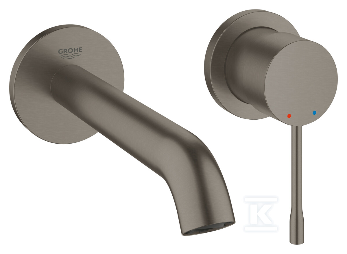 Bateria umywalkowa Grohe Essence 2-otworowa jednouchwytowa rozmiar M, brushed hard graphite, ogranicznik przepływu 5,7 l/min., regulowany perlator, wylewka 183 mm 19408AL1 - obrazek 1