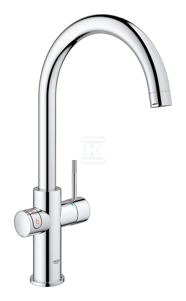 System gotujący wodę Grohe Red Duo kuchenny, chrom, bateria i bojler 7 l, dostęp do wody zwykłej i wrzątku, głowica Ceramiczna 28 mm, blokada bezpieczeństwa, kąt obrotu wylewki typu C 150° filtr w zestawie 30079001 - obrazek 1
