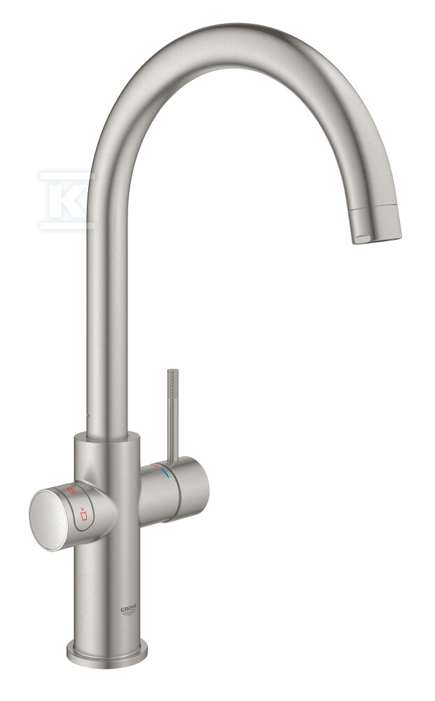 System gotujący wodę GROHE Red Duo kuchenny, stal nierdzewna, kąt obrotu wylewki typu C 150°, brojler w rozmiarze M (pojemność 4 l), dostęp do wody zwykłej i wrzątku, blokada bezpieczeństwa, głowica ceramiczna 28 mm 30083DC1 - obrazek 1