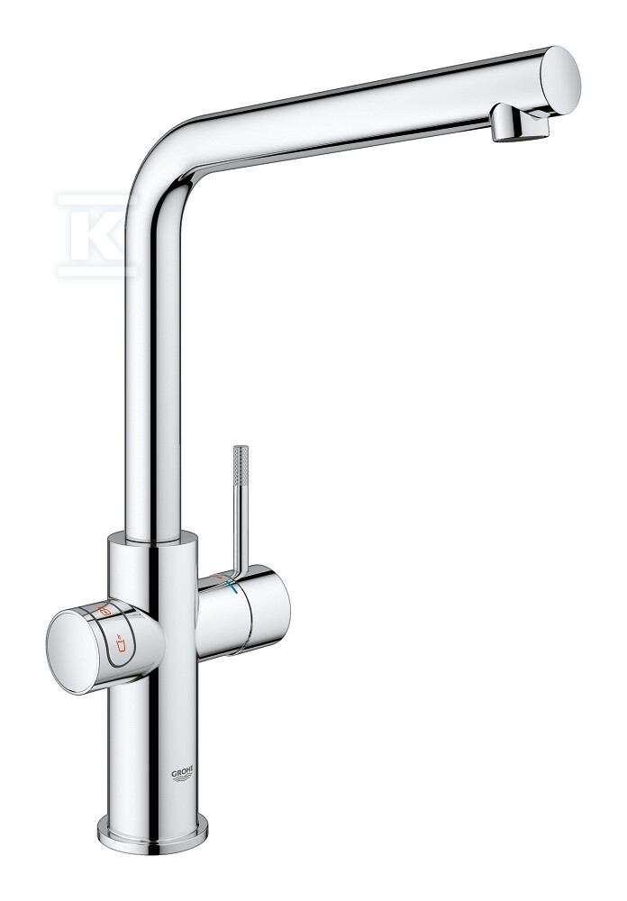 System gotujący wodę Grohe Red Duo kuchenny, chrom, bateria i bojler 7 l, dostęp do wody zwykłej i wrzątku, głowica Ceramiczna 28 mm, blokada bezpieczeństwa, kąt obrotu wylewki typu L 150° filtr w zestawie 30325001 - obrazek 1