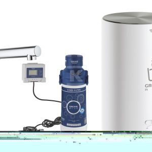 System gotujący wodę Grohe Red Duo kuchenny, chrom, zawór sztorcowy i bojler 4 l, dostęp tylko do wrzątku, blokada bezpieczeństwa, kąt obrotu wylewki typu L 150° filtr w zestawie 30339001 System gotujący wodę Grohe Red Duo kuchenny, chrom, zawór sztorcowy i bojler 4 l, dostęp tylko do wrzątku, blokada bezpieczeństwa, kąt obrotu wylewki typu L 150° filtr w zestawie 30339001
