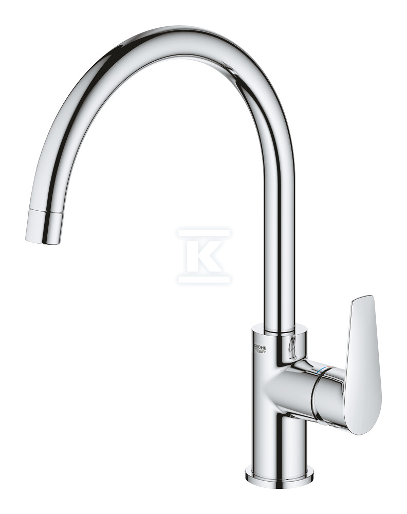 Bateria zlewozmywakowa BauEdge jednouchwytowa, chrom, kąt obrotu wylewki 360°, osobne kanały wodne, głowica Ceramiczna 28 mm 31367001 - obrazek 1