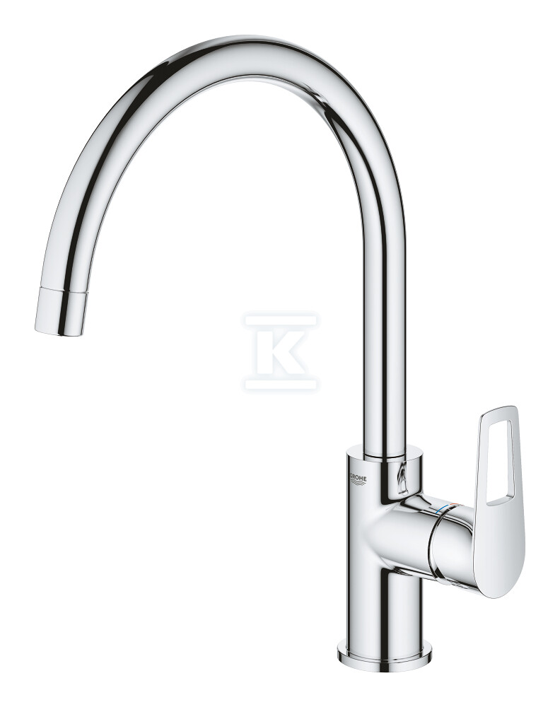 Bateria zlewozmywakowa BauLoop jednouchwytowa, chrom, kąt obrotu wylewki 360°, osobne kanały wodne, głowica Ceramiczna 28 mm 31368001 - obrazek 1