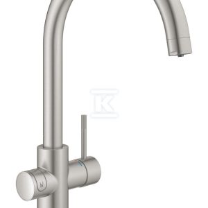 Zestaw startowy Grohe Blue Home z wylewką w kształcie C, stal nierdzewna, bateria, filtr 600 l, chłodziarka i butla CO2, dostęp do wody zwykłej i filtrowanej / gazowanej, kąt obrotu wylewki 150° moduł Buetooth, głowica Ceramiczna 28 mm 31455DC1 Zestaw startowy Grohe Blue Home z wylewką w kształcie C, stal nierdzewna, bateria, filtr 600 l, chłodziarka i butla CO2, dostęp do wody zwykłej i filtrowanej / gazowanej, kąt obrotu wylewki 150° moduł Buetooth, głowica Ceramiczna 28 mm 31455DC1