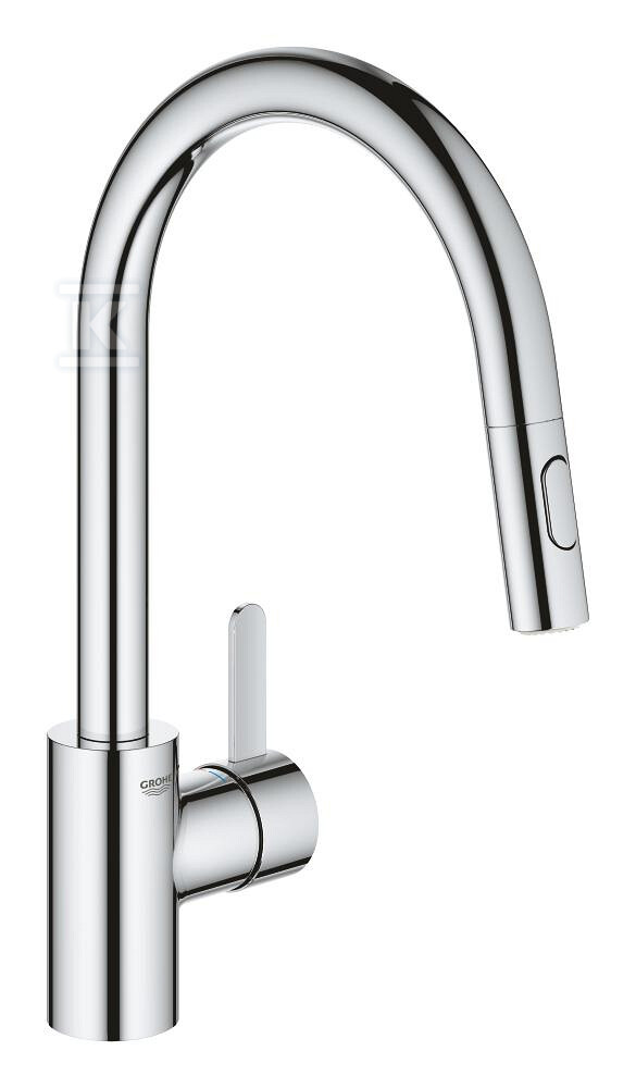 Bateria zlewozmywakowa Eurostyle Cosmopolitan jednouchwytowa chrom, głowica ceramiczna 35 mm, wyciągana wylewka z 2 strumieniami, kąt obrotu wylewki 360°, peraltor oszczędnościowy WaterSaving 31481001 - obrazek 1