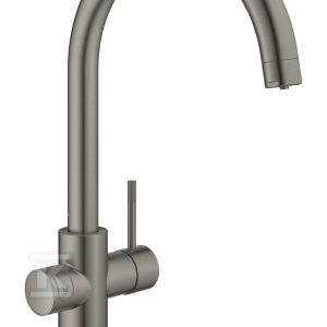 Zestaw startowy GROHE Blue Home z wylewką w kształcie C, brushed hard graphite, bateria, filtr rozmiar S, chłodziarka i butla CO2, dostęp do wody zwykłej i filtrowanej/gazowanej kąt obrotu wylewki 150°, moduł Buetooth, głowica ceramiczna 28 mm 31455AL1 Zestaw startowy GROHE Blue Home z wylewką w kształcie C, brushed hard graphite, bateria, filtr rozmiar S, chłodziarka i butla CO2, dostęp do wody zwykłej i filtrowanej/gazowanej kąt obrotu wylewki 150°, moduł Buetooth, głowica ceramiczna 28 mm 31455AL1
