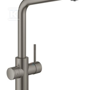 Zestaw startowy GROHE Blue Home z wylewką w kształcie L, brushed hard graphite, bateria, filtr rozmiar S, chłodziarka i butla CO2, dostęp do wody zwykłej i filtrowanej/gazowanej kąt obrotu wylewki 150°, moduł Buetooth, głowica ceramiczna 28 mm 31454AL1 Zestaw startowy GROHE Blue Home z wylewką w kształcie L, brushed hard graphite, bateria, filtr rozmiar S, chłodziarka i butla CO2, dostęp do wody zwykłej i filtrowanej/gazowanej kąt obrotu wylewki 150°, moduł Buetooth, głowica ceramiczna 28 mm 31454AL1
