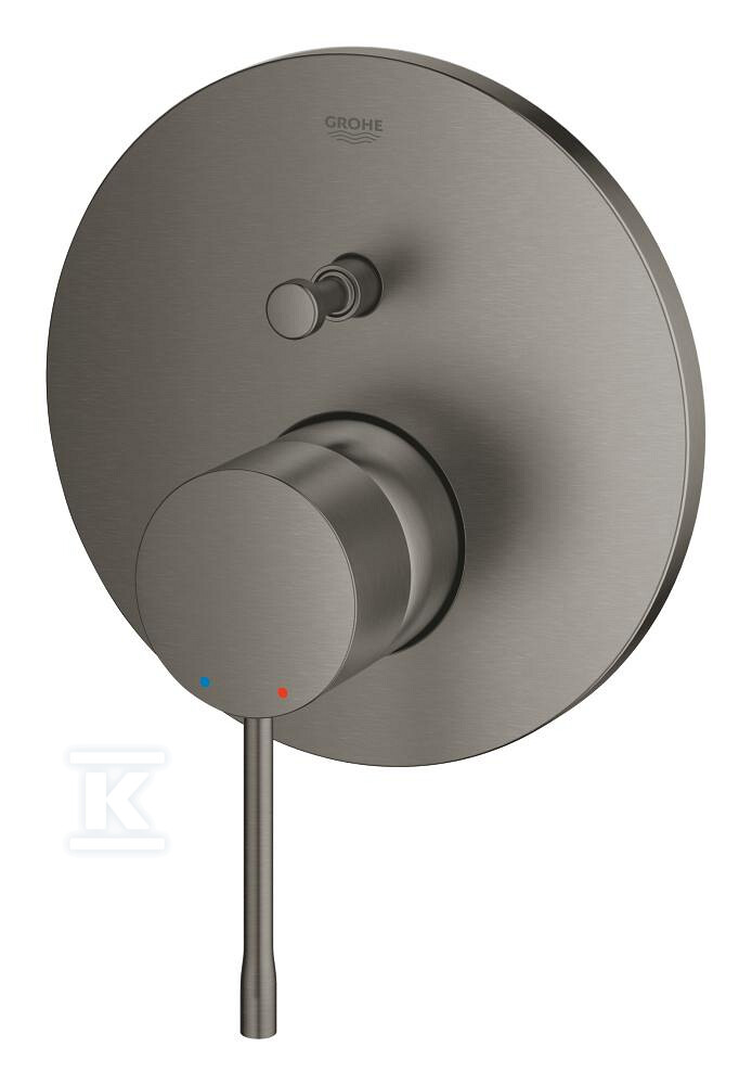 Bateria Essence jednouchwytowa do obsługi dwóch wyjść wody, brushed hard graphite, montaż ścienny podtynkowy, głowica Ceramiczna 46 mm, metalowa rozeta, metalowa dźwignia 24058AL1 - obrazek 1