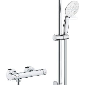 Prysznicowa bateria termostatyczna Grohtherm 800 Cosmopolitan chrom, blokada bezpieczeństwa SafeStop, przycisk oszczędnościowy Eco, w zestawie: słuchawka prysznicowa 2 strumienie, drążek prysznicowy 600 mm 34768001 Prysznicowa bateria termostatyczna Grohtherm 800 Cosmopolitan chrom, blokada bezpieczeństwa SafeStop, przycisk oszczędnościowy Eco, w zestawie: słuchawka prysznicowa 2 strumienie, drążek prysznicowy 600 mm 34768001