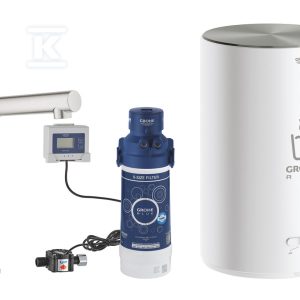 System gotujący wodę Grohe Red Duo kuchenny, stal nierdzewna, zawór sztorcowy i bojler 4 l, dostęp tylko do wrzątku, blokada bezpieczeństwa, kąt obrotu wylewki typu L 150° filtr w zestawie 30339DC1 System gotujący wodę Grohe Red Duo kuchenny, stal nierdzewna, zawór sztorcowy i bojler 4 l, dostęp tylko do wrzątku, blokada bezpieczeństwa, kąt obrotu wylewki typu L 150° filtr w zestawie 30339DC1