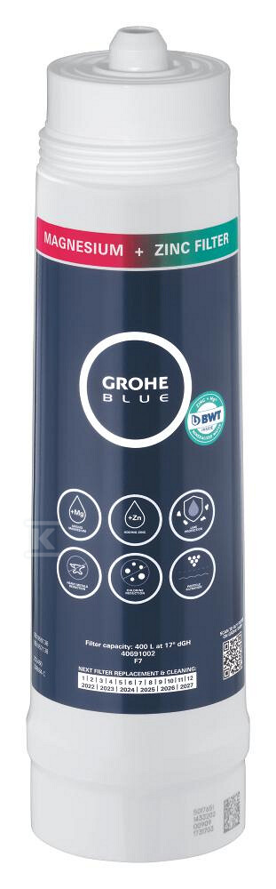 Filtr Grohe Blue Magnez + Cynk,filtracja 5-fazowa, 400 l 40691002