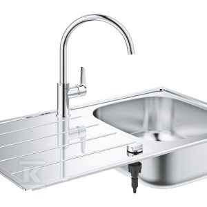 Zlewozmywak K200 z baterią kuchenną BauEdge, chrom 31562SD1 Zlewozmywak K200 z baterią kuchenną BauEdge, chrom 31562SD1
