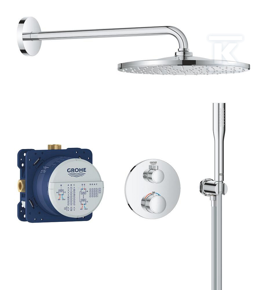 Podtynkowy zestaw prysznicowy z deszczownicą Rainshower Mono 310 Grohtherm, chrom, z elementem podtynkowym 34869000 - obrazek 1