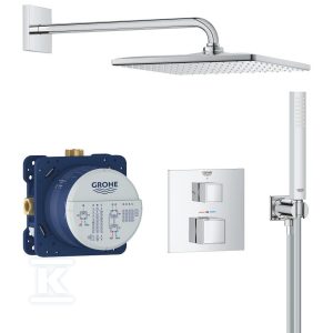 Podtynkowy zestaw prysznicowy z deszczownicą Grohtherm Cube Rainshower Mono 310 Cube, chrom, z elementem podtynkowym 34868000