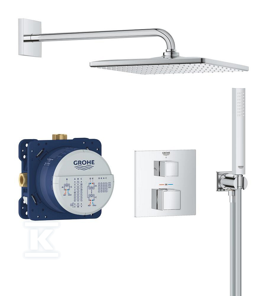 Podtynkowy zestaw prysznicowy z deszczownicą Grohtherm Cube Rainshower Mono 310 Cube, chrom, z elementem podtynkowym 34868000 - obrazek 1
