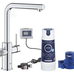 Zestaw startowy z baterią filtrującą i filtrem S Blue Pure Minta, chrom, obracana wylewka kąt obrotu 360°, w zestawie filtr 600 l 30591000 Zestaw startowy z baterią filtrującą i filtrem S Blue Pure Minta, chrom, obracana wylewka kąt obrotu 360°, w zestawie filtr 600 l 30591000