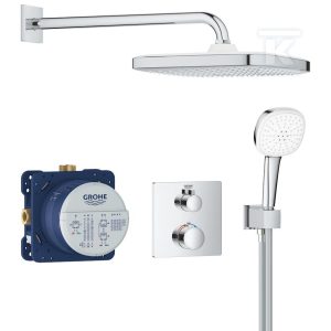 Zestaw prysznicowy podtynkowy Grohtherm, deszczownica Tempesta 250 Cube, chrom, z elementem podtynkowym 34871000