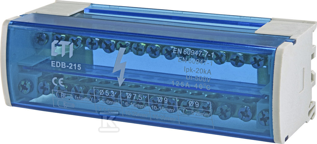 Blok rozdzielczy 125A (2x15 zacisków) EDB-215 001102302 - obrazek 1