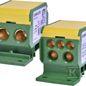 Blok rozdzielczy 160A (2×4-50mm2/2×4-35mm2+3×2,5-25mm2) żółto-zielony EDBM-2/PE 001102413 Blok rozdzielczy 160A (2×4-50mm2/2×4-35mm2+3×2,5-25mm2) żółto-zielony EDBM-2/PE 001102413