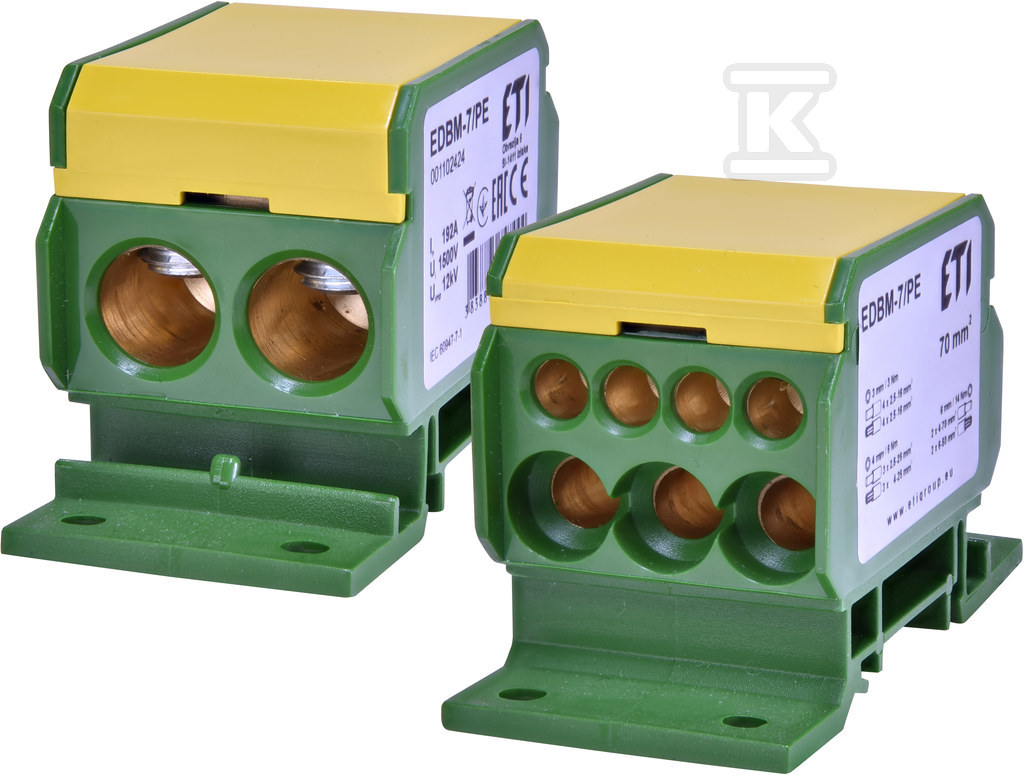 Blok rozdzielczy 192A (2x4-70mm2/3x2,5-25mm2+4x2,5-16mm2) żółto-zielona EDBM-7/PE 001102424 - obrazek 1