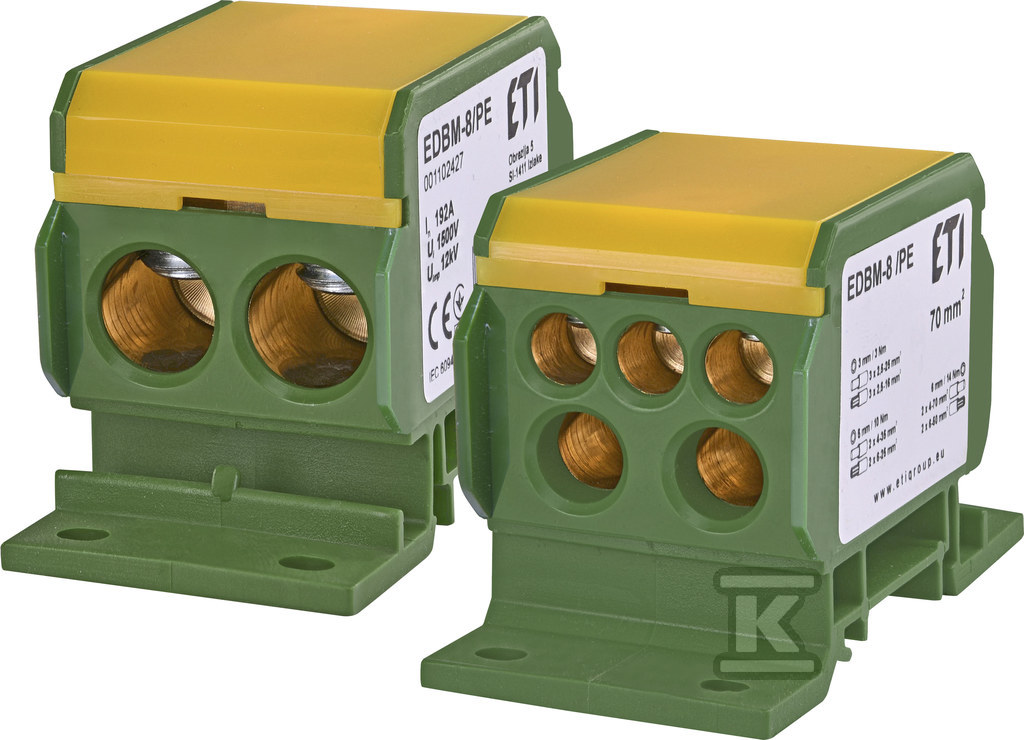Blok rozdzielczy 192A(2x4-70mm2/2x4-35mm2+3x2,5-25mm2) żółto-zielona EDBM-8/PE 001102427 - obrazek 1