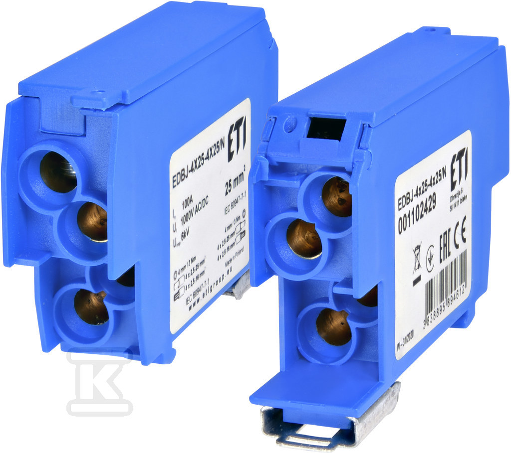 Blok rozdzielczy 100A (4x1,5-25mm2-4x1,5-25mm2) niebieski EDBJ-4X25-4X25/N 001102429 - obrazek 1